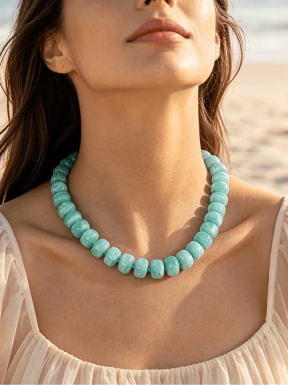 Turquoise Beaded Statement Necklace - Women Jewelry